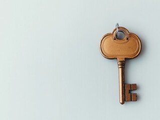 Vintage key on a soft pastel background.