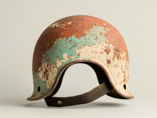 Fototapeta premium Vintage helmet with an aged, colorful finish.