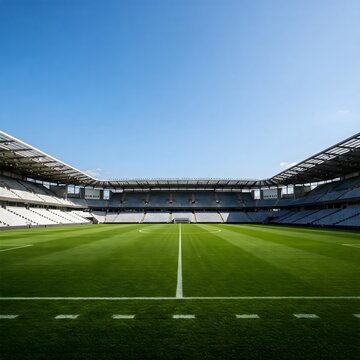 empty football field with stadium