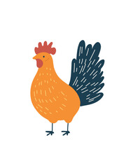Adorable vector chicken with rounded shapes