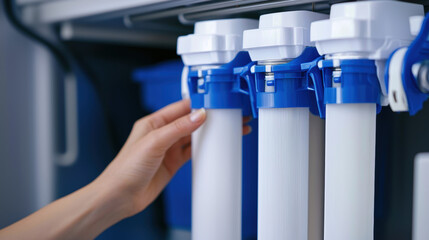 Close up shot of person replacing water filter makes you feel secure and safe with crystal clear pure water with replacement