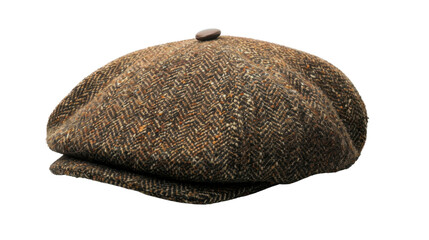 Herringbone newsboy cap isolated on transparent background