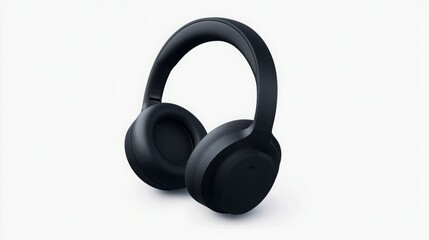 Naklejka premium Sleek black over-ear headphones, perfect for immersive audio. Enjoy rich sound in style!
