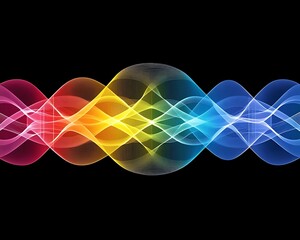 Colorful Wavy Lines Form Interesting Patterns Over Black Background