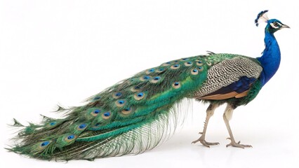 Majestic Peacock with Closed Tail A Stunning Full-Body Portrait