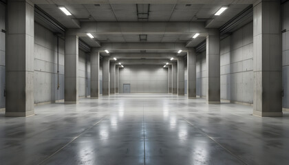 Open Industrial Garage | Concrete Pillars & High Ceilings
