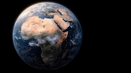 Fototapeta premium Earth's continents and oceans, sunlight illuminating