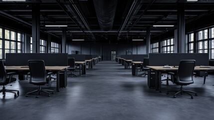 Modern Dark Office Space Interior Design