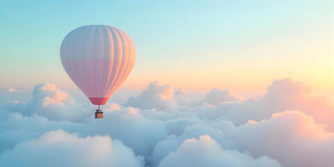 Fototapeta premium A minimalist illustration of a hot air balloon floating in the sky