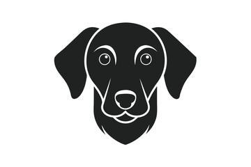 Fototapeta premium Minimalist Dog Head Portrait Black Silhouette, White Outline, Simple, Clean, Elegant