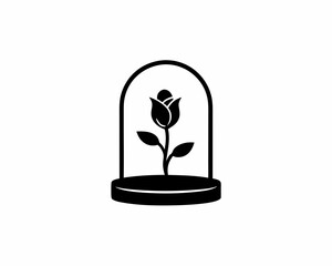 creative glass dome flower silhouette vector illustration isolated on white background © creative