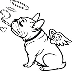 A stylized vector illustration of a dog smoking a cigarette, with a cool and relaxed expression.