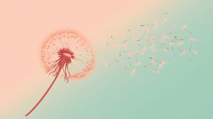 Fototapeta premium Dandelion seeds blowing in the wind
