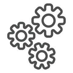 Cogwheel mechanism line icon, car service concept. Vector graphics. Mechanic gear pairing sign on white background, outline style icon for mobile or web design.