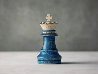 Elegant blue chess king piece on a table.