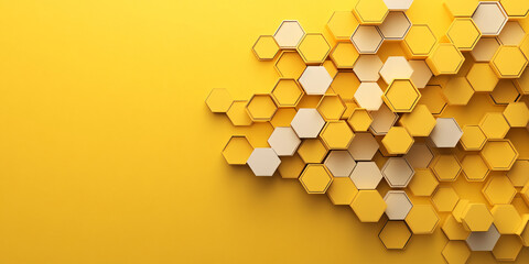 Vibrant Geometric Hexagonal Pattern In Yellow And Cream Tones For Modern Design Background

