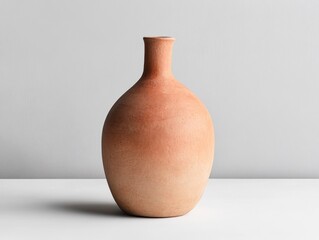 Elegant clay vase on a minimalist surface.