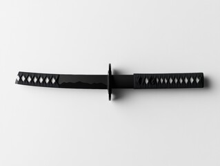 Elegant black sword on white background.