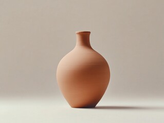 Elegant clay vase on neutral backdrop.