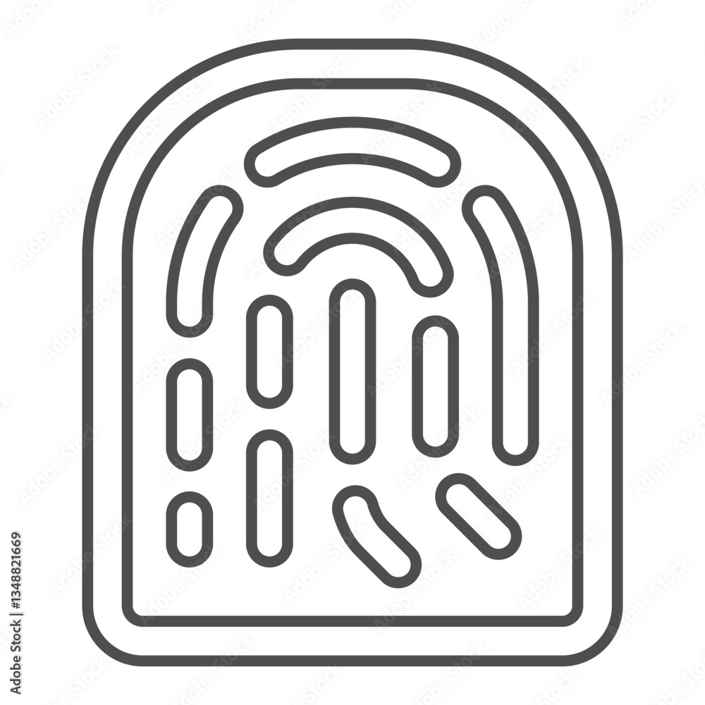 Poster fingerprint scan sample thin line icon, biometric scanner concept. vector graphics. finger print sig