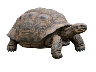 Obraz premium A full shot of a large Galapagos tortoise, showcasing its distinctive brown shell patterned with darker markings