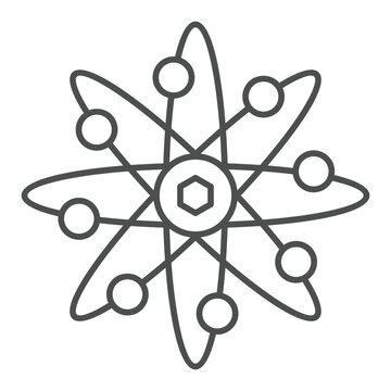 recommend clip art: Atom thin line icon, physics science concept. Vector graphics. Orbits around atom structure sign on white background, outline style icon for mobile or web design.