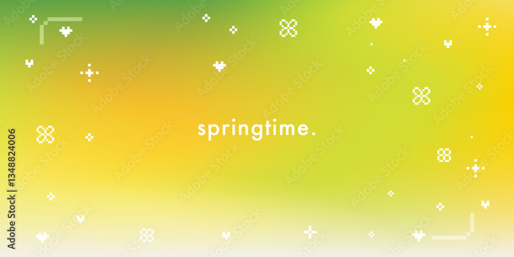 Aufkleber abstract fantasy nature gradient pattern with pixel clover flower, sparkle. pastel light green and y