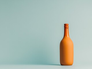 Elegant orange bottle on a pastel background.
