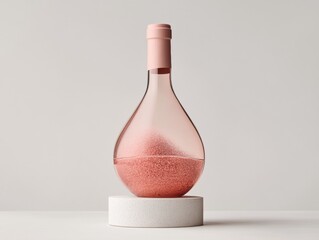 Elegant pink glass bottle with fine sand.