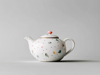 Elegant porcelain teapot with floral design.