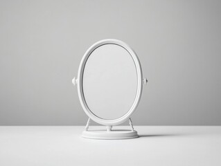 Elegant white mirror on a minimalist surface.