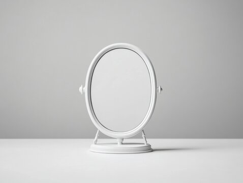 Elegant white mirror on a minimalist surface.