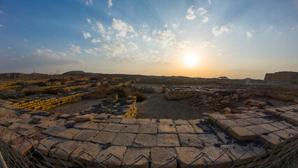 Panoramic View of Ancient Ruins at Sunset