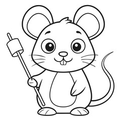 Cheerful Mouse Cooking Over a Cozy Campfire