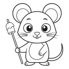 Whimsical Mouse Toasting a Marshmallow Outdoors