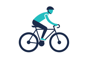 Fototapeta premium Stylish Silhouette Person Biking with Helmet on Bicycle, Modern Design Elements