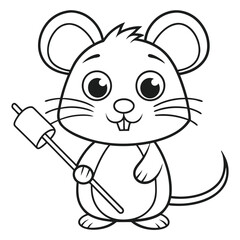 Cute Mouse Roasting Marshmallow Over a Campfire