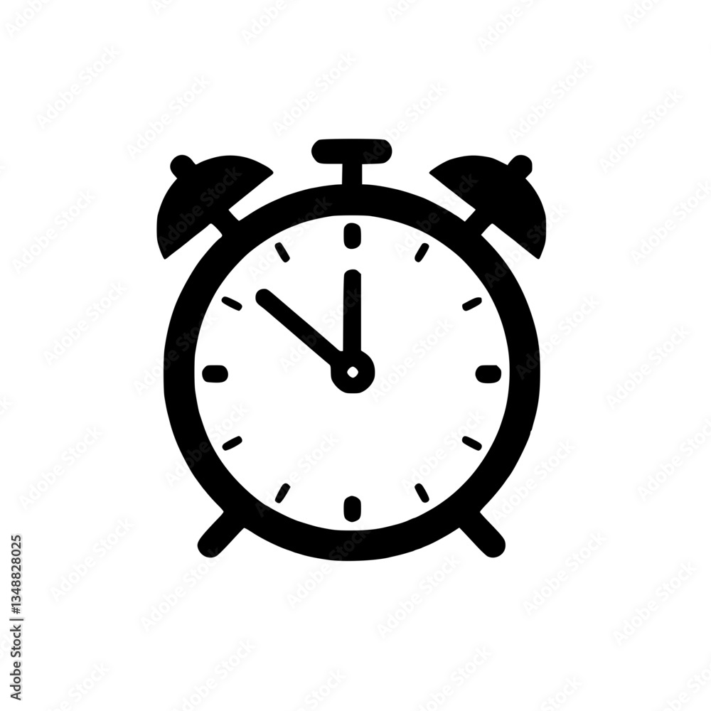 Poster classic alarm clock icon simple vector illustration of a traditional alarm clock signaling punctuali