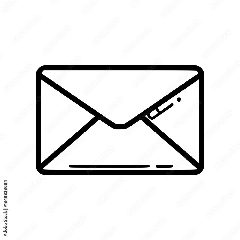 Poster a minimalist line drawing depicts a sealed envelope symbolizing communication and correspondence lin