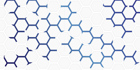 Abstract Hexagon white  sky blue background ,sky  blue light and shadow. Abstract background design with white and sky blue hexagon and blue light. Abstract. Hexagon. Vector.