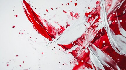 Fototapeta premium Red and white abstract paint splash, art background