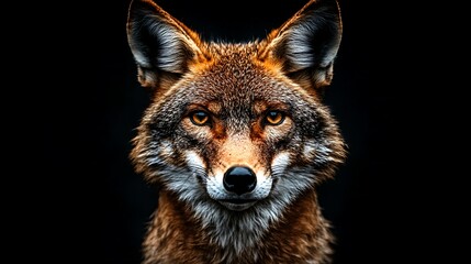 Fototapeta premium A striking portrait of a wild fox with piercing golden eyes