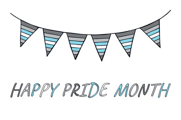 Obraz premium Colorful garland Demiboy pride flag Happy pride day LGBTQIA community Pride Month Vector hand drawn doodle for posters, stickers, logo, cards