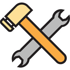 Repair Tools Icon – Color Outline Style – Maintenance, Fixing Symbol

