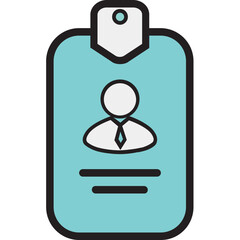 Identity Card Icon – Color Outline Style – ID Badge, Personal Identification Symbol

