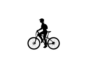 Fototapeta premium A silhouetted person riding a bicycle across a blank white background