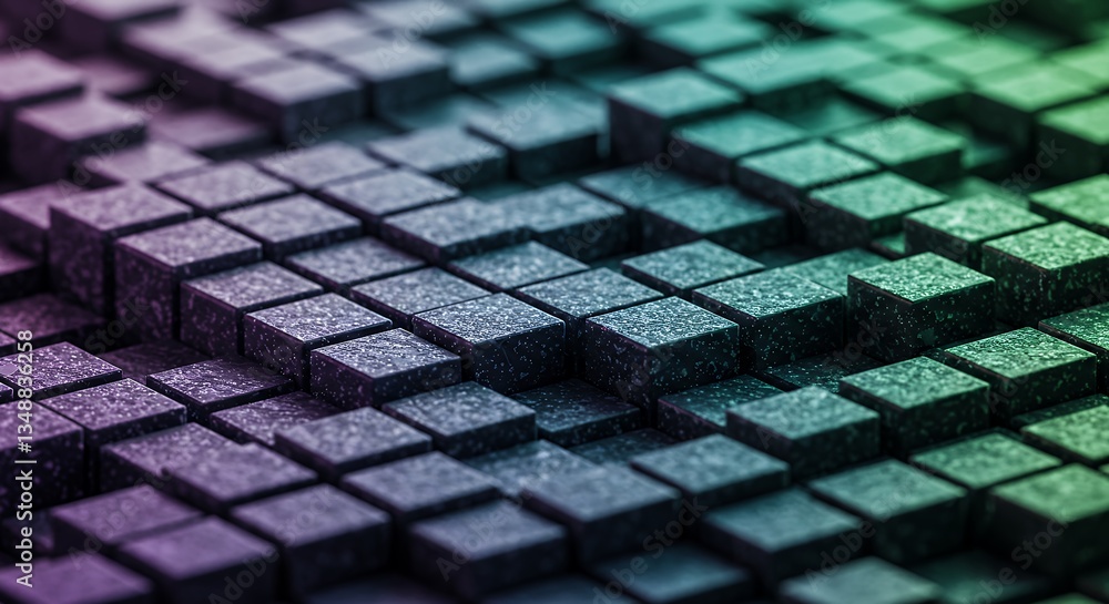 Poster abstract 3d cubes array with colorful gradient lighting texture