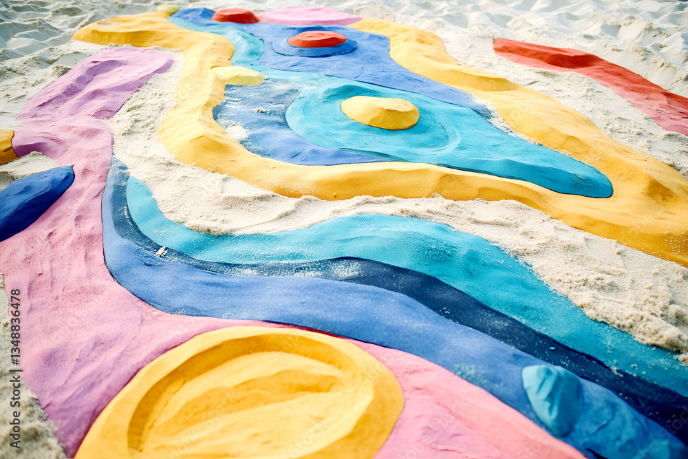 Aufkleber colorful abstract sand sculpture of natural forms and shapes with multiple colors and unique pattern