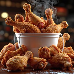 Crispy fried chicken wings with dipping sauce on a plate