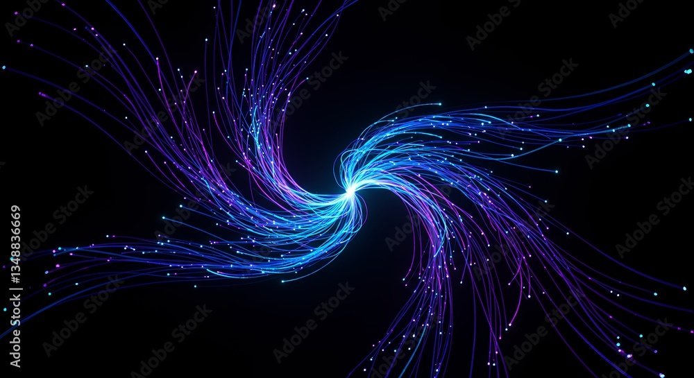 Aufkleber abstract light trails spiraling from center point with glowing particles